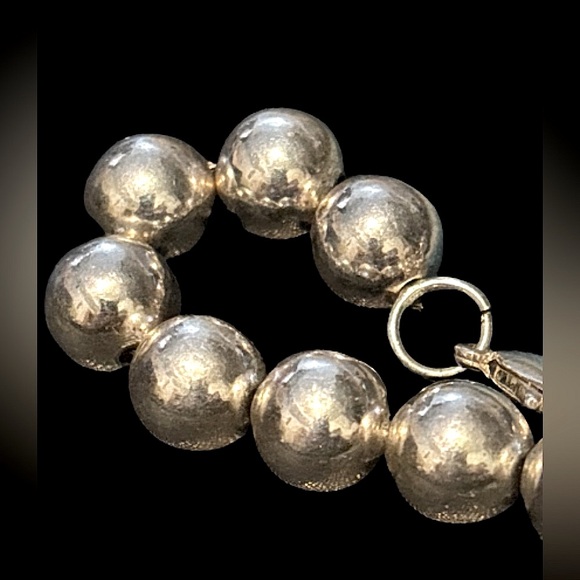 Vintage Italy Sterling Silver Ball Bead Bracelet 8" - Picture 1 of 8